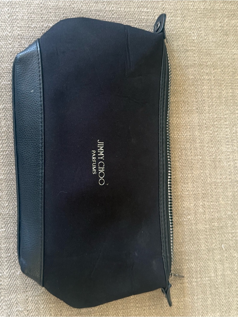 NWOT Jimmy Choo Parfums Black Toiletry Pouch with Gold Logo